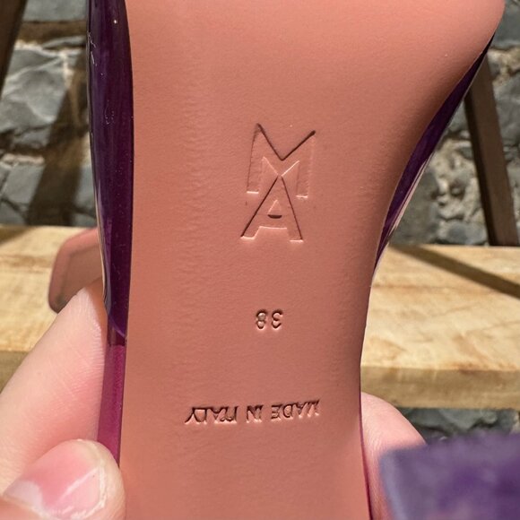 Amina Muaddi Purple Lupita Glass Heeled Mules - Picture 11 of 13